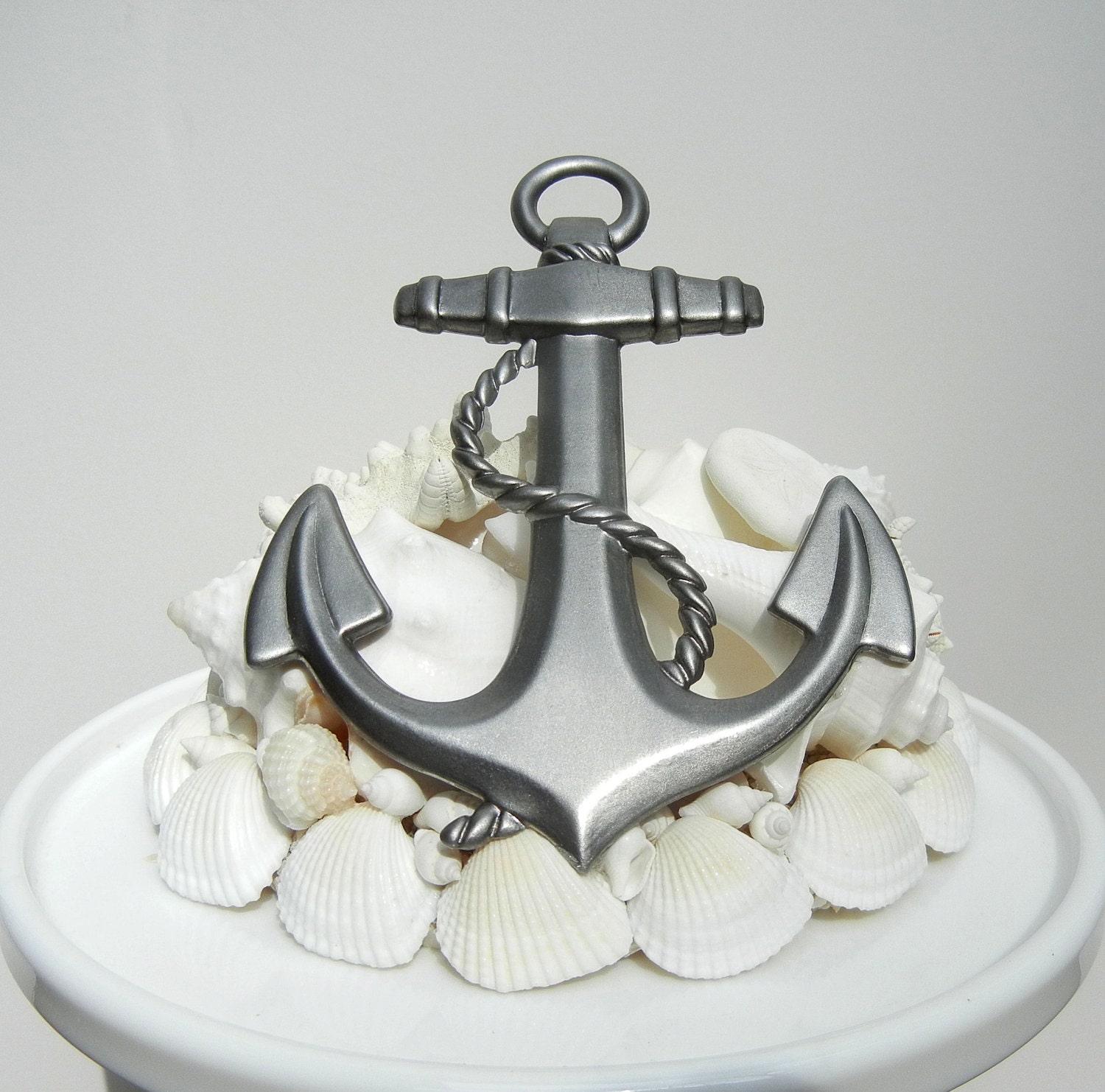 Wedding Cake Topper  - Sea Anchor - Seashell Starfish Wedding Cake Topper