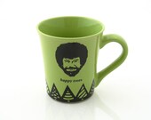 Bob Ross happy Trees Green stoneware mug
