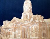 County courthouse in Texas.  Is this your town. Handmade with rice straw. Ancient and endangered leaf art