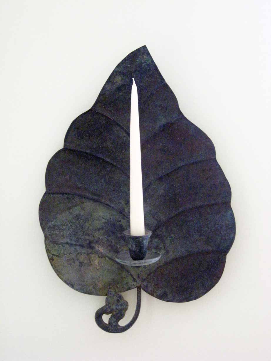 Dramatic Indian Leaf Sconce - Brass with Patina