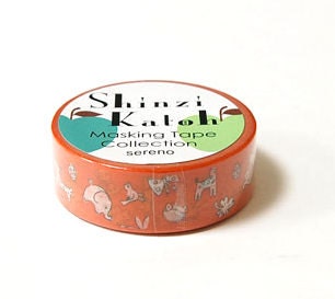 Shinzi Katoh Masking Tape - Orange Zoo Animals