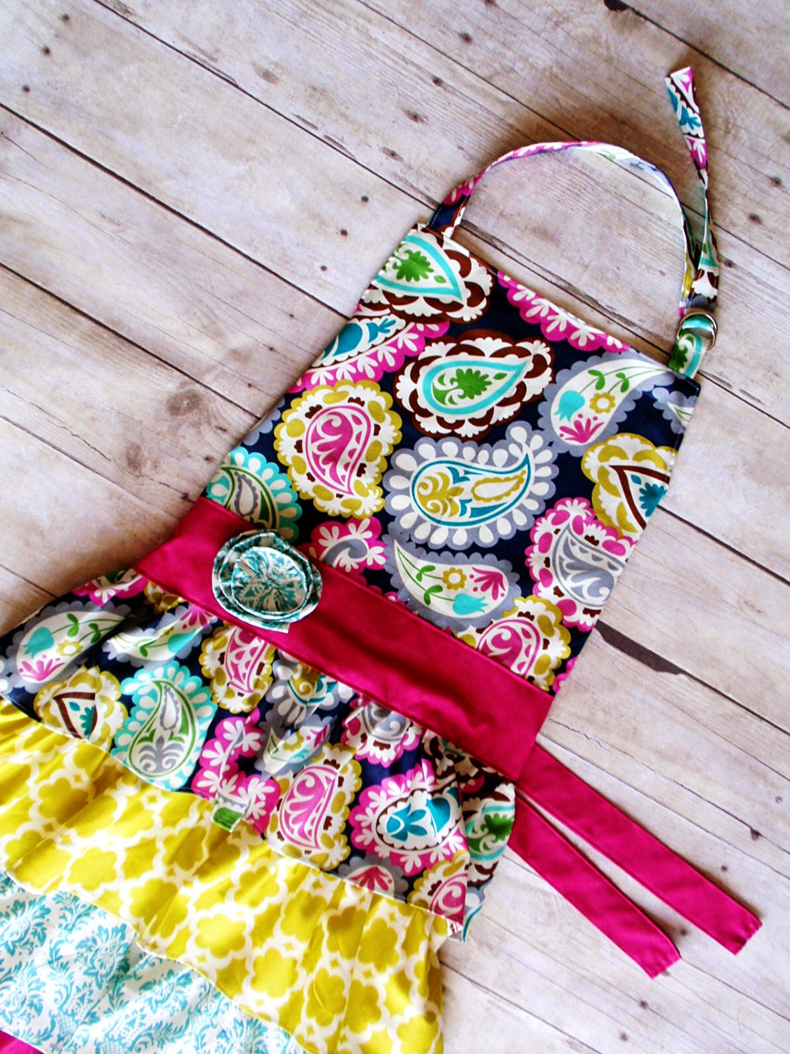 Paisley---Women's 4 tier ruffle full apron