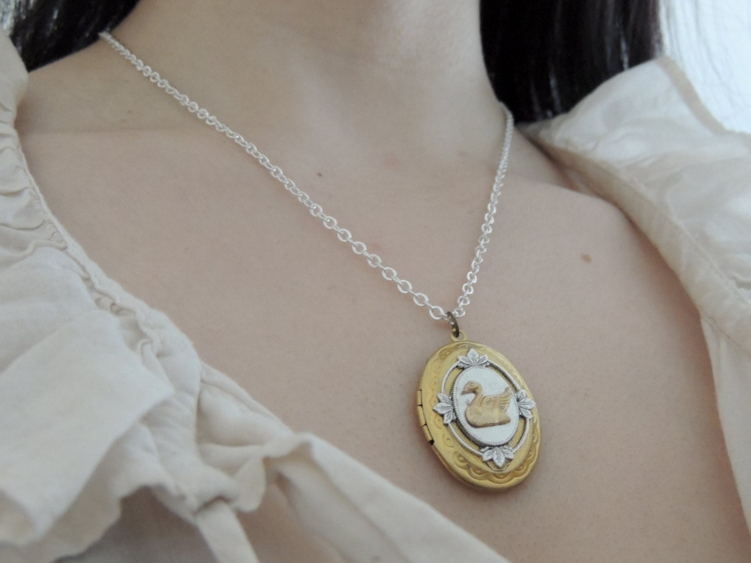 victorian swan locket