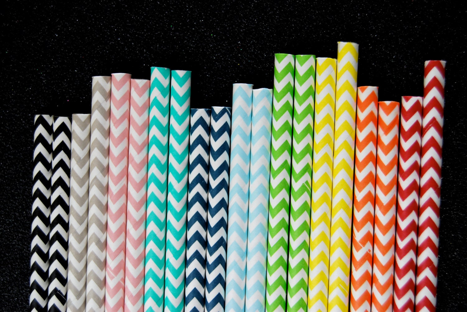 50 Assorted Chevron Zig Zag Paper Straws and PDF Printable Party Flags