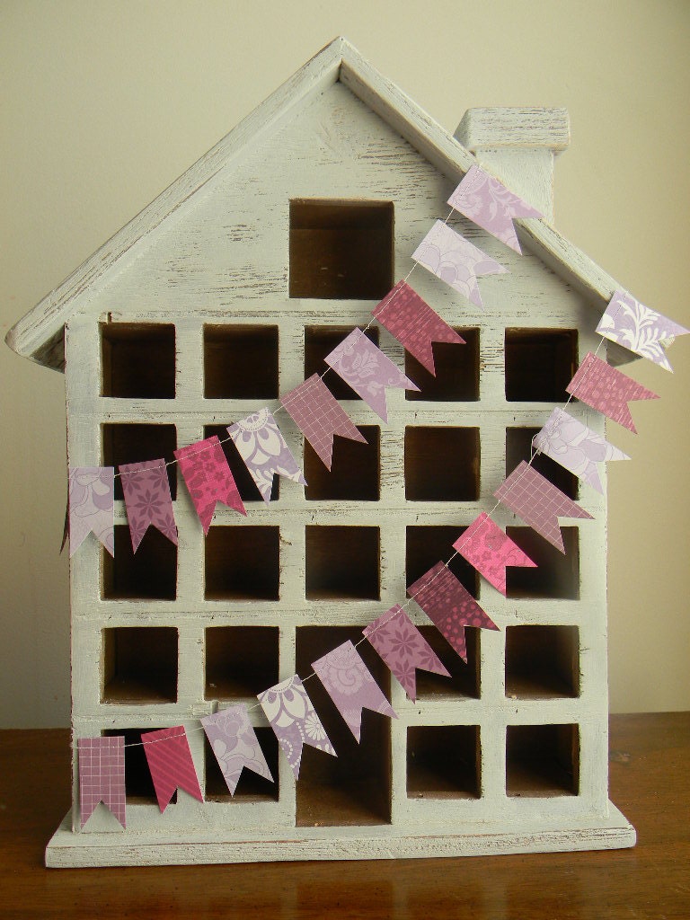 50% Off Purple Sewn Flag Paper Garland ///READY TO SHIP/// 11 ft