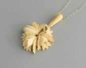 Antique Ivory Necklace. Rosebuds & Lacy Leaves. Floral.