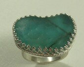 Dark Aqua Seaglass Ring