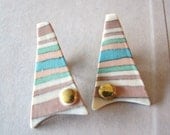 SALE- Vintage pink, blue, white and gold tower artsy earrings
