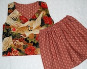 Asian style skort set with wrap top in Oriental Traditions fabric Sizes newborn to 2T only