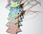 60 Plantable Star Tags Or Favors (Made From 100% Recycled Handmade Paper Embedded With Wildflower Seeds) you choose color and twine