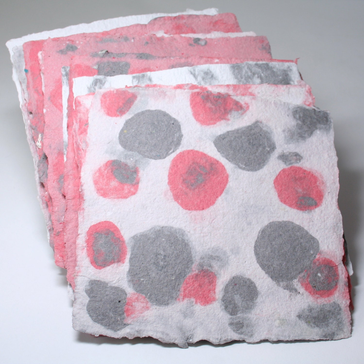 10 Decorative Square Sheets (100% Recycled Handmade Paper) ooak set in assorted colors & patterns