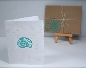 Ammonite Fossil Card (Stamped Handmade Recycled Paper Card and Envelope)