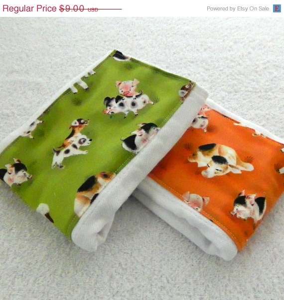 SALE Farm Animal Burp Cloth- set of 2
