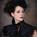 Rust and Black Victorian high fashion goth anime ruffle collar with fancy lace overlay and sheer ruffle