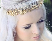 Cinq.........Gold flower headpiece - floral bridal tiara