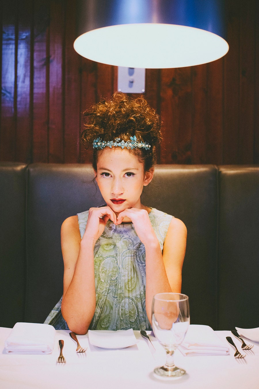 Cinq with verdigris wash..........Flower crown with pearls - Floral headband