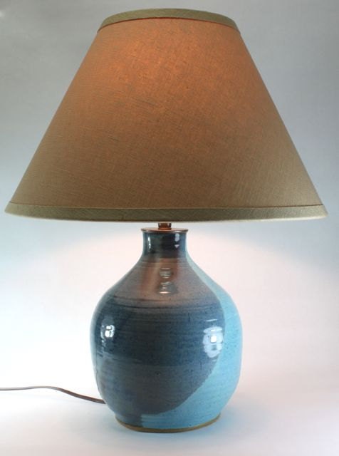 Ceramic Table Lamp in Blues and Turquoise