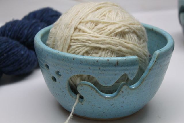 Ceramic Yarn Bowl - Ceramic Knitting Bowl in Turquoise Regular-In Stock - Ships Now