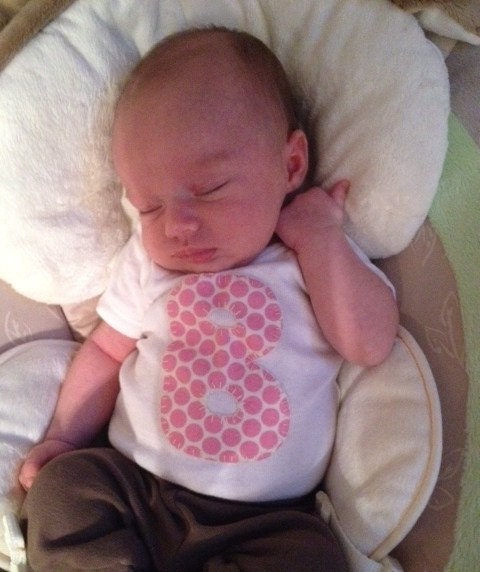 NEW fabric choices- Long Sleeve Initial Onesie- FREE SHIPPING when you order any 3 or more onesies/tshirts from my shop