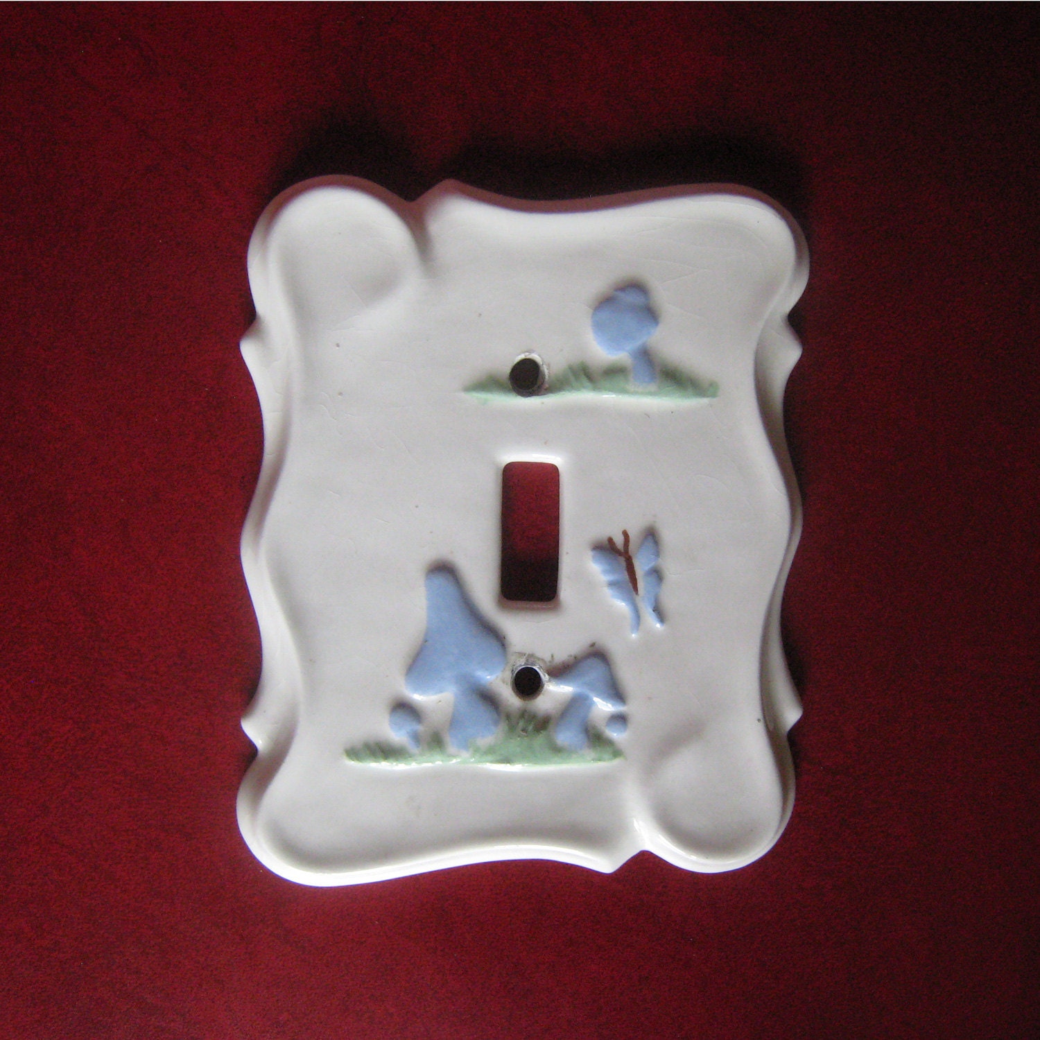 Vintage Mushroom Switchplate, 1960's Ceramic