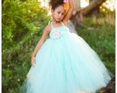 Mint Green Flower Girl Tutu Dress with Flower Sash