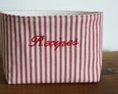 Farmhouse Stripe Ticking Fabric Recipe Basket - Medium