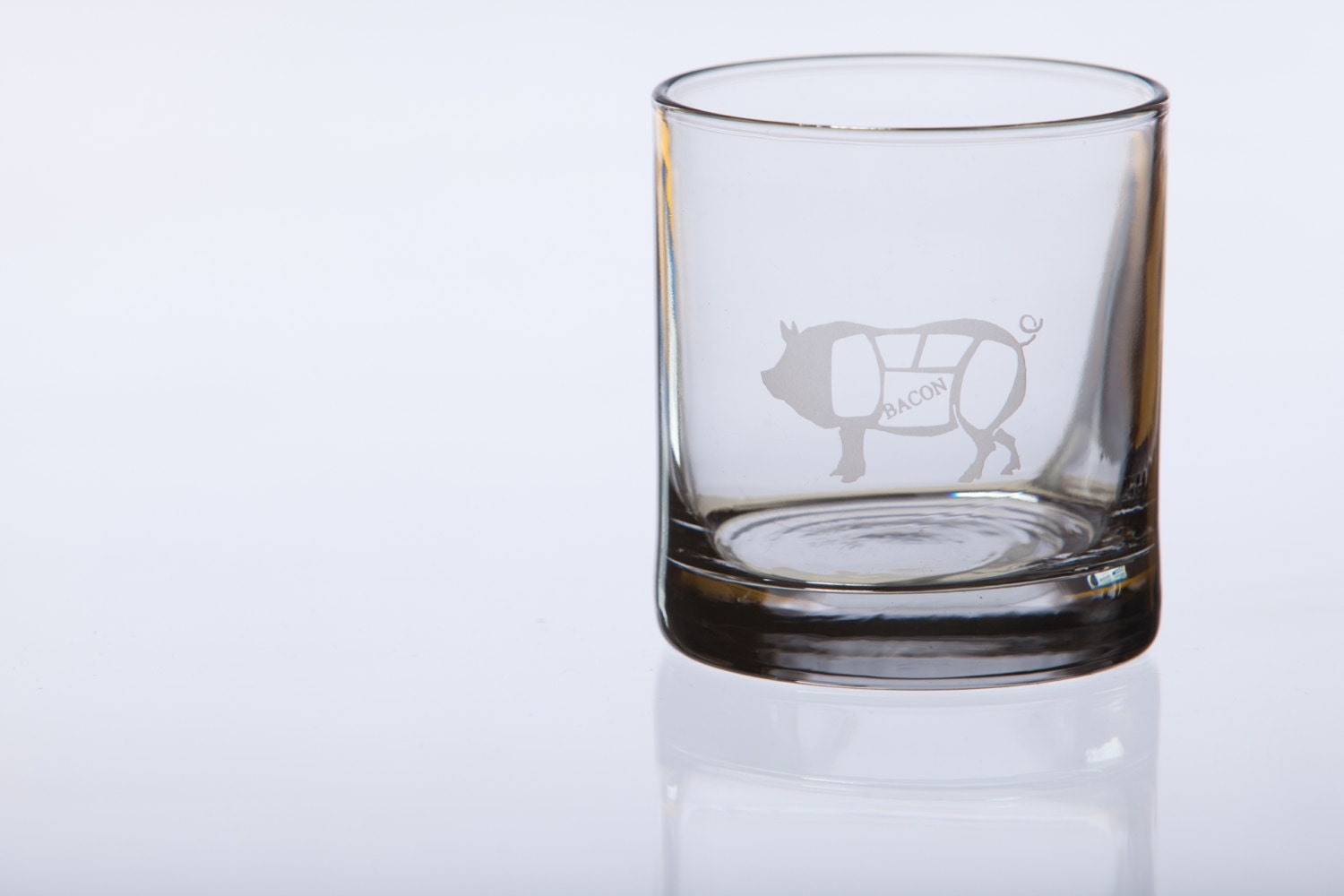 Bacon Etched whiskey glasses Set of 2