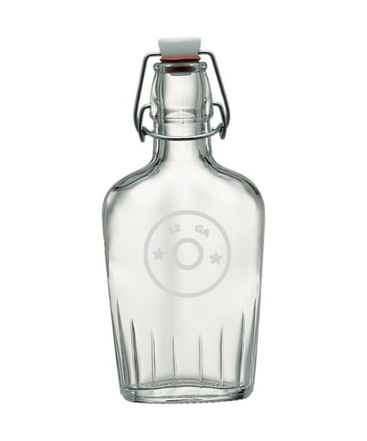 Shotgun Shell Etched Glass Flask