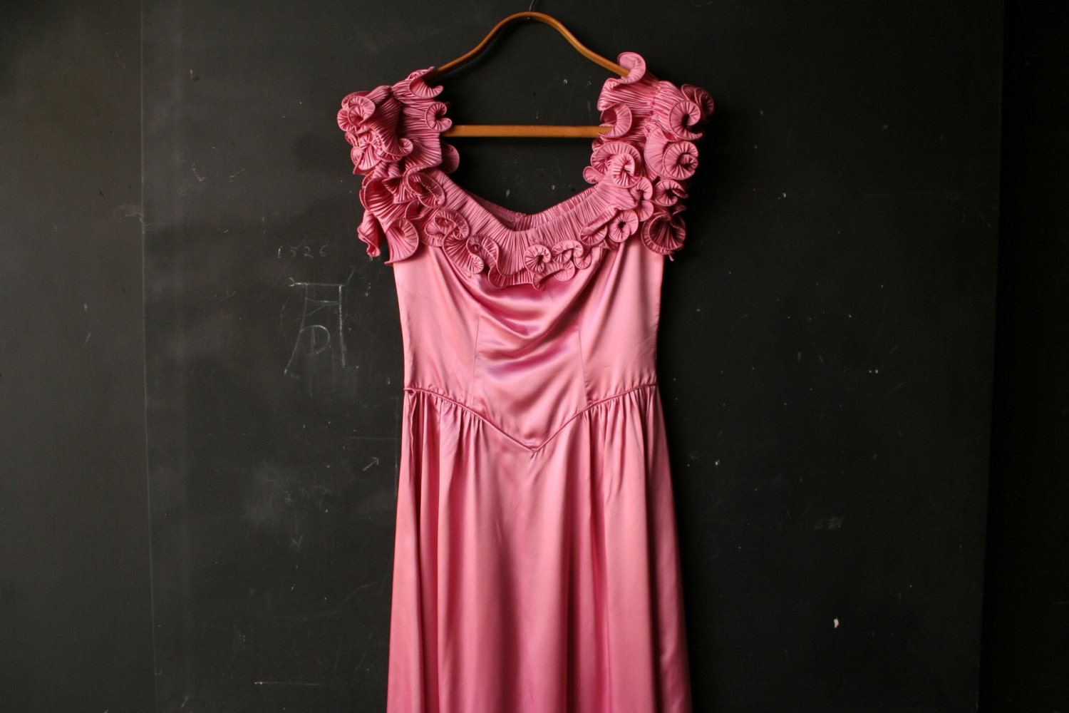 Vintage Pink Satin Dress Sleeveless 60s Full Length From Nowvintage on Etsy