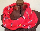 Sewstainable Handmade Vintage Kokeshi Nesting Doll Fabric Infinity Scarf
