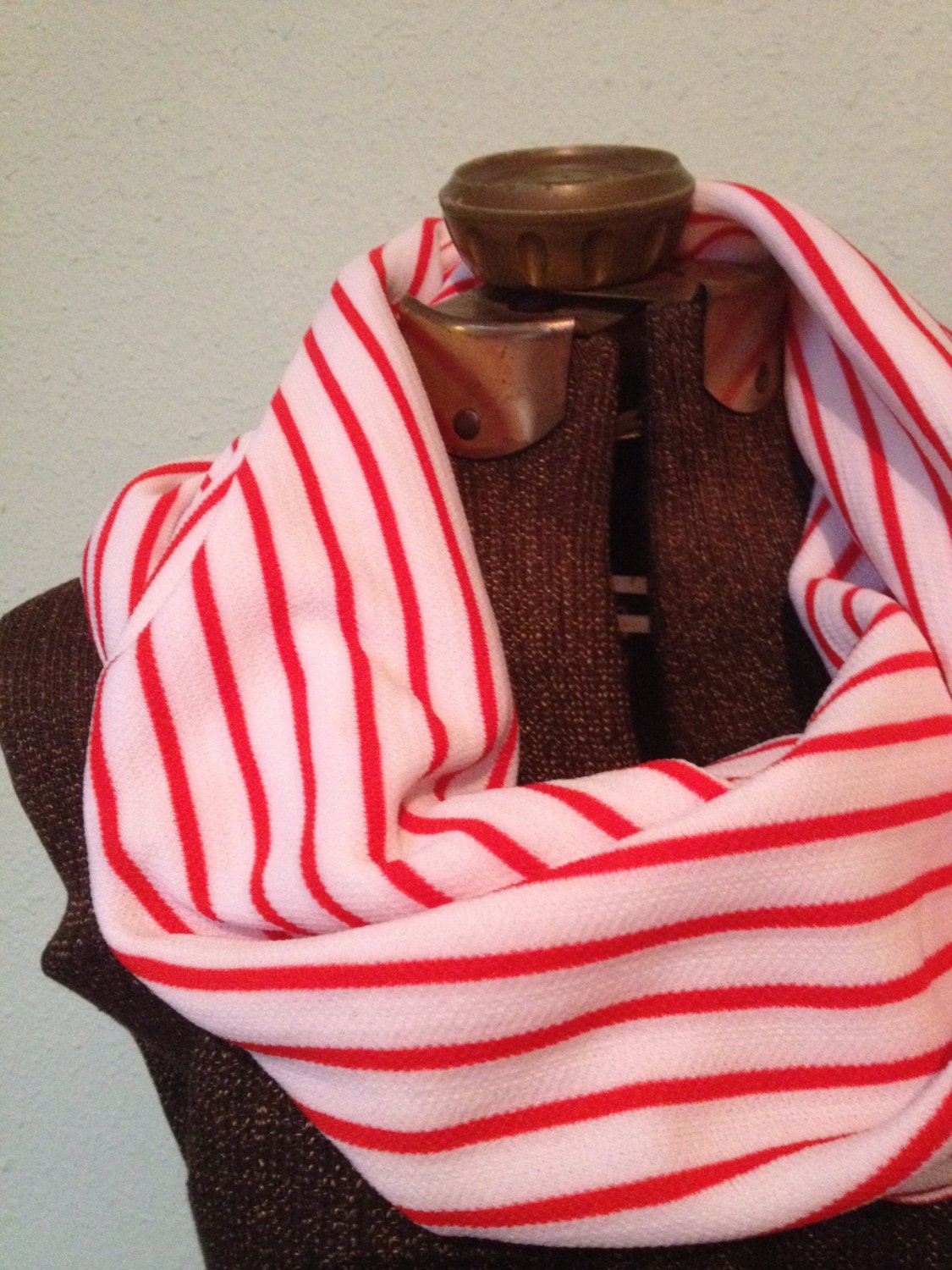 Sewstainable Handmade Vintage Striped Fabric Infinity Scarf