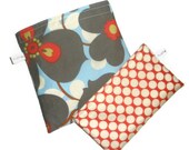 Reusable Sandwich and Snack Bag - Morning Glory on Linen / Cherry Full Moon Polka Dot