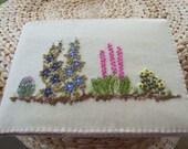 Address Book in a Cream Felt Hand Embroidered Cover
