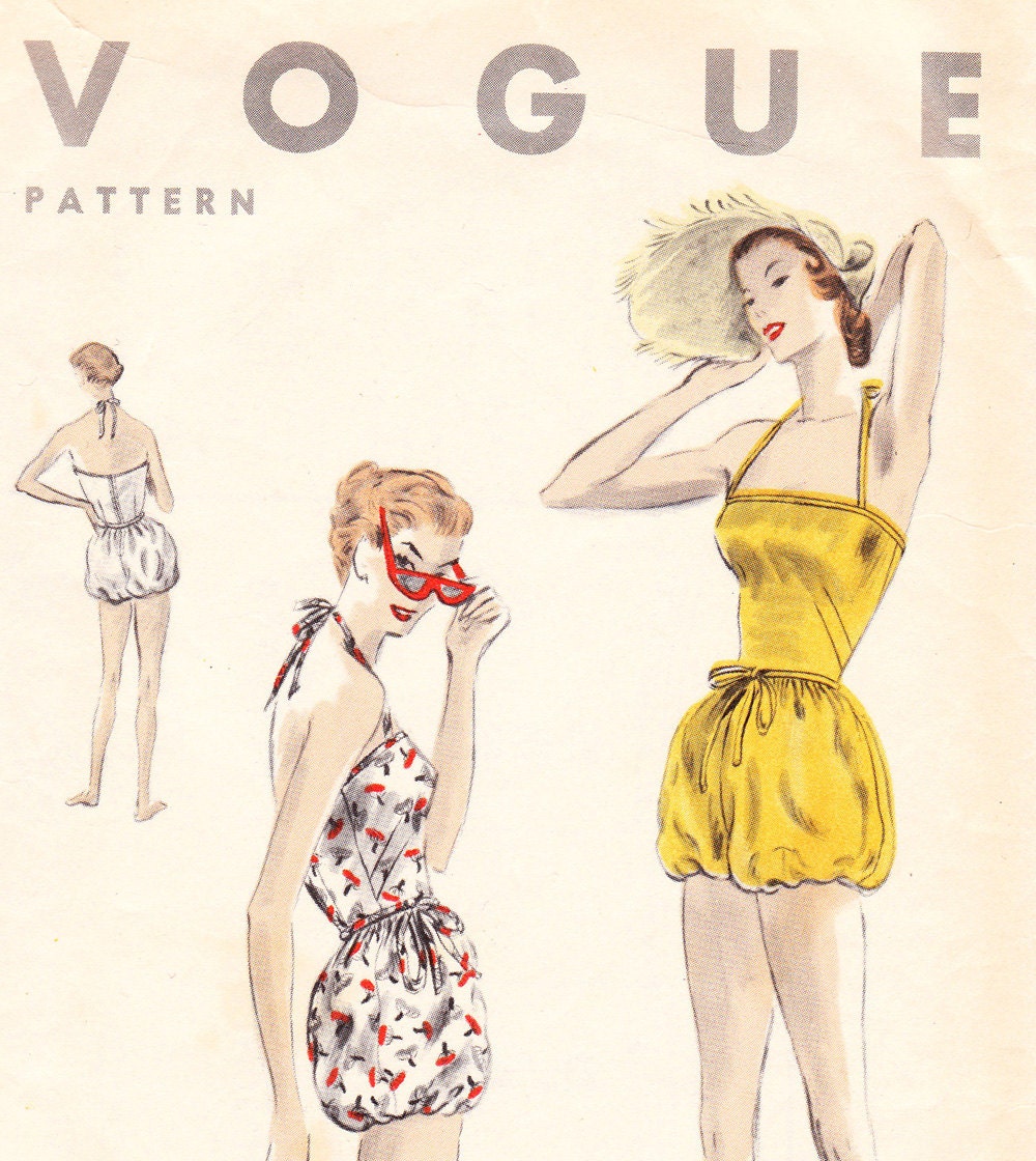 Vintage 1950s swimsuit sewing pattern - Vogue 8004 - bust 32