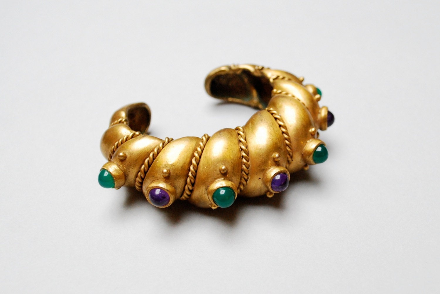 vintage 1940s cuff bracelet. brass artisan Egyptian jewelry