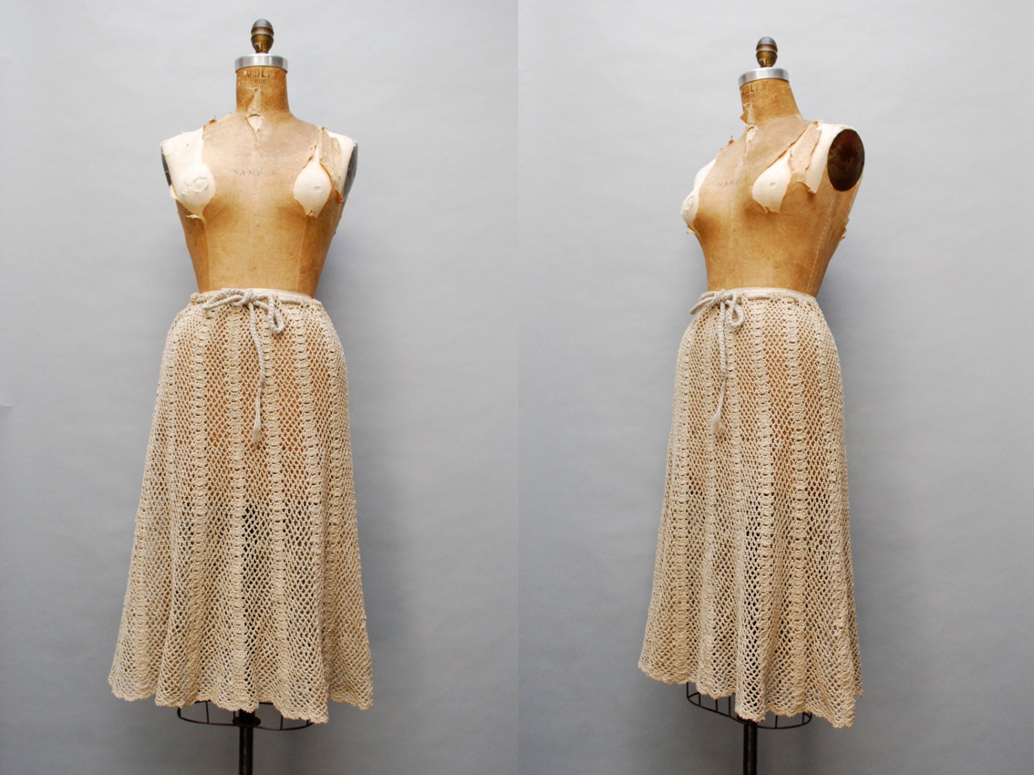 vintage 1970s hand crocheted skirt