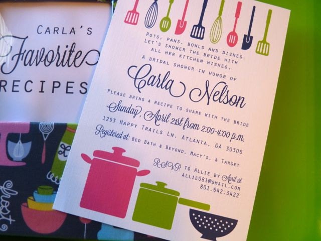 RESERVED:  PRINTED Recipe Shower Invitations and recipe cards