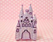 Princess Love Castle Pin Brooch Light Purple Glitter