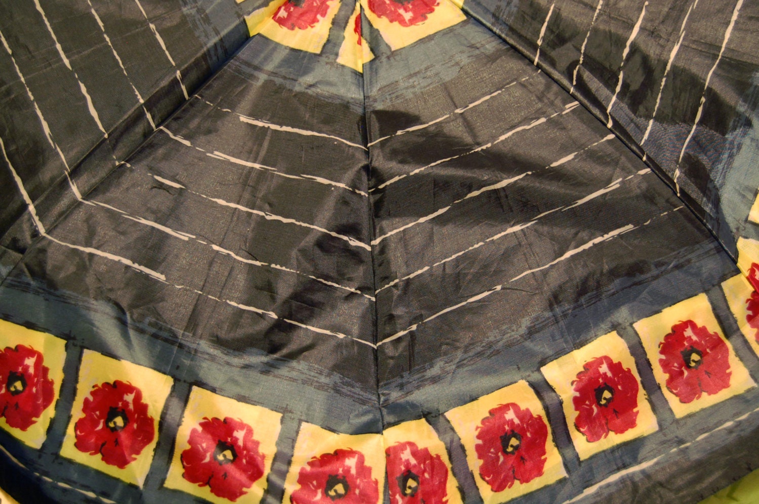 Black Navy Red and Yellow Abstract Floral Upcycled Umbrella Dog Rain Coat