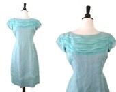50s Dress by Emma Domb // ROBIN'S EGG // 1950s Blue Organza Cocktail Dress