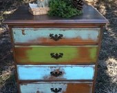 Upcycled - COLOR Kicker  - Vintage - Wooden Nighstand - End - Side Table - Funky Farmhouse CHIC - shipping included