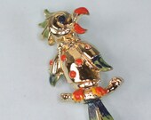 Vintage Parrot Pin Enameled Multi Color Bird Figural