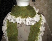 Nuno Felted Lace & Wool Skinny Scarf - Recycled Repurposed Upcycled Lace Soft Merino Wool - Eco Friendly Handmade Felt Scarves