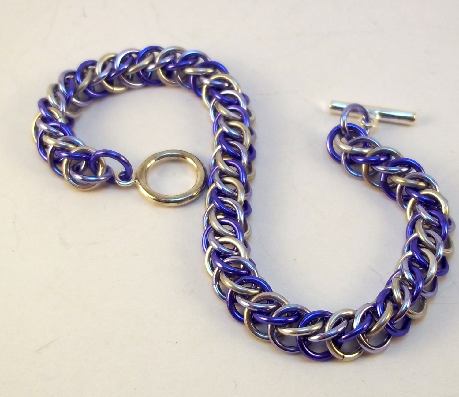 Purple Chainmaille Bracelet - Purple, Lavendar and Silver Multicolored Bracelet - Beautiful Colored Chainmail Bracelet