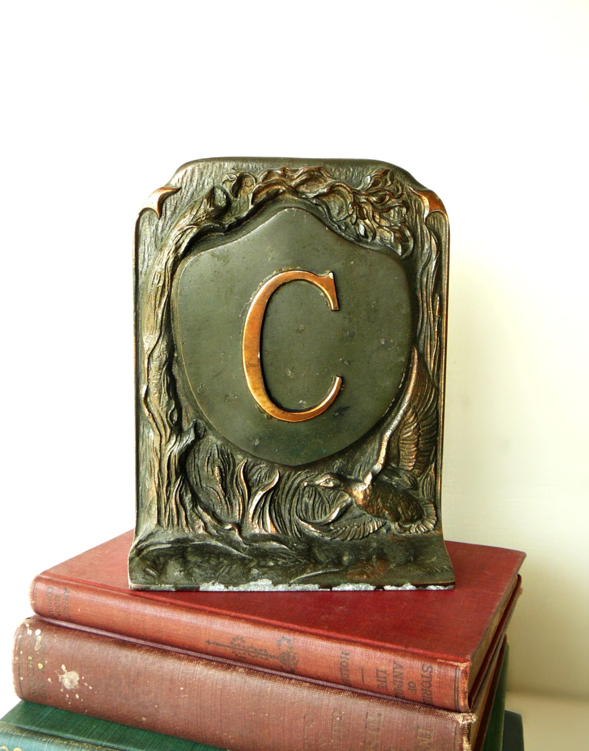 Vintage Metal Bookend Duck in Flight