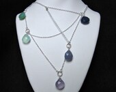 Criss Cross Necklace- Chalcedony, Silver, Asymmetrical