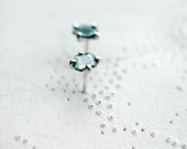 Teal blue Antarctic natural diamond sliver studs