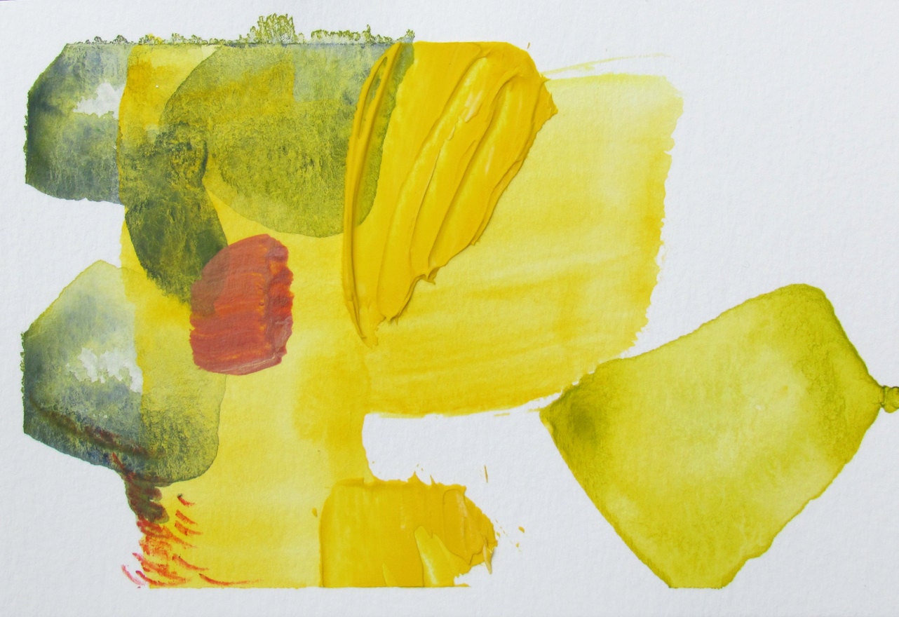 Small Yellow Abstract Painting, textured art, 4 x 6"  ORIGINAL fine art -- "Painting 429"
