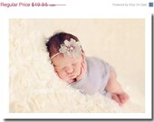 MEMORIAL DAY SALE Newborn Wrap - Photography Prop and Wrap Set - Cheesecloth Wrap - Gray - Newborn Baby headband - Infant Headband - Photog