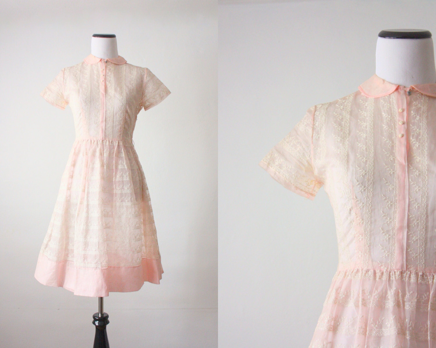 1950's dress - pink lace 50's dress